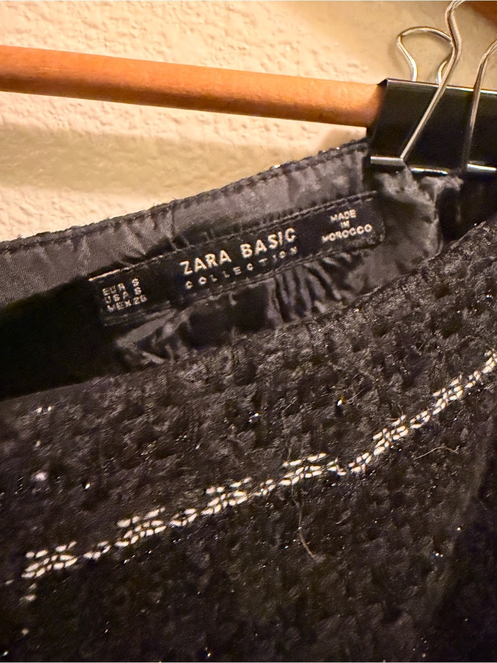 Zara Black Tweed & Faux Leather Mini Skirt - Picture 2 of 4